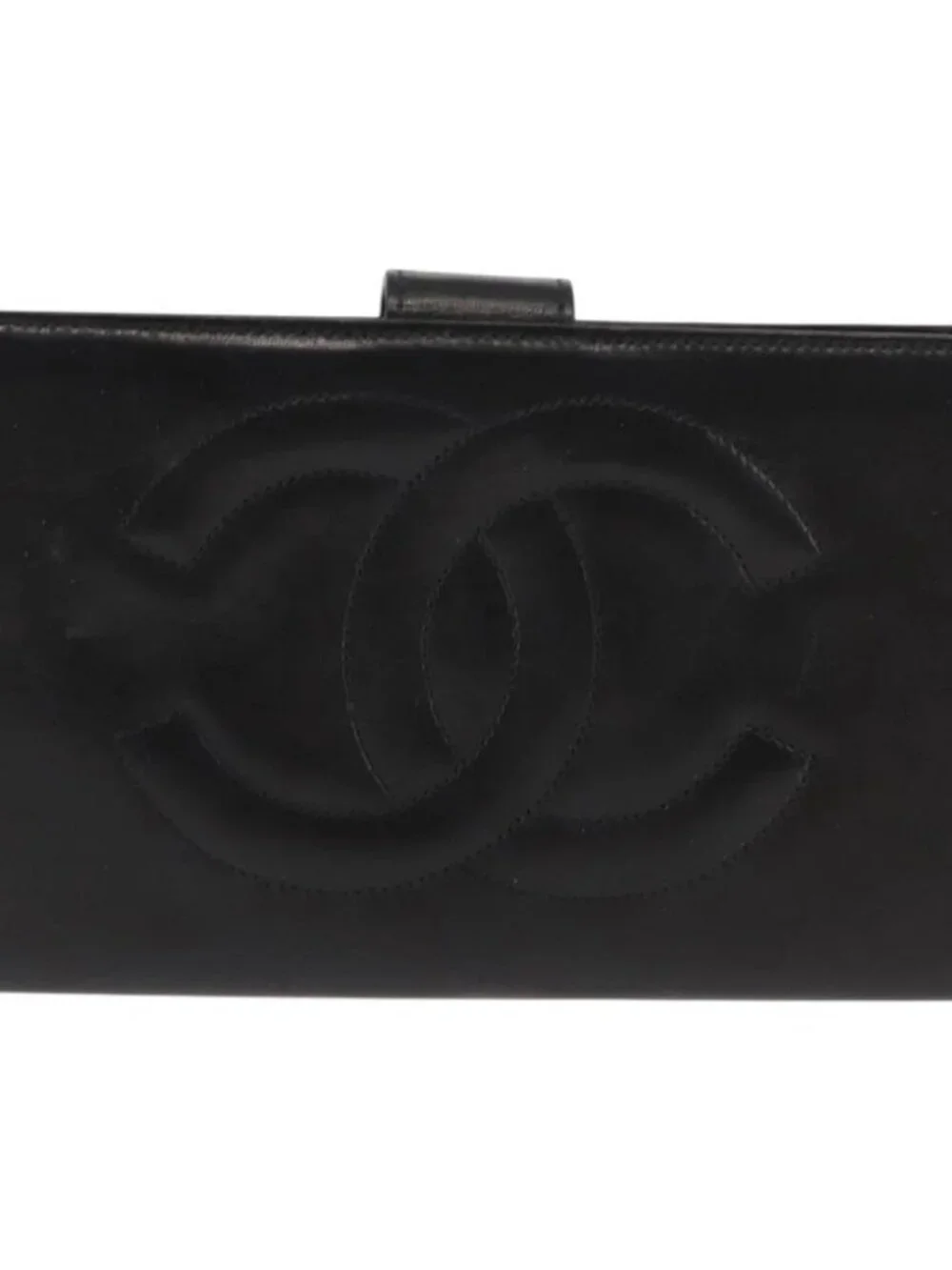 CHANEL Long Wallet Lamb Skin Black CC Auth am9206